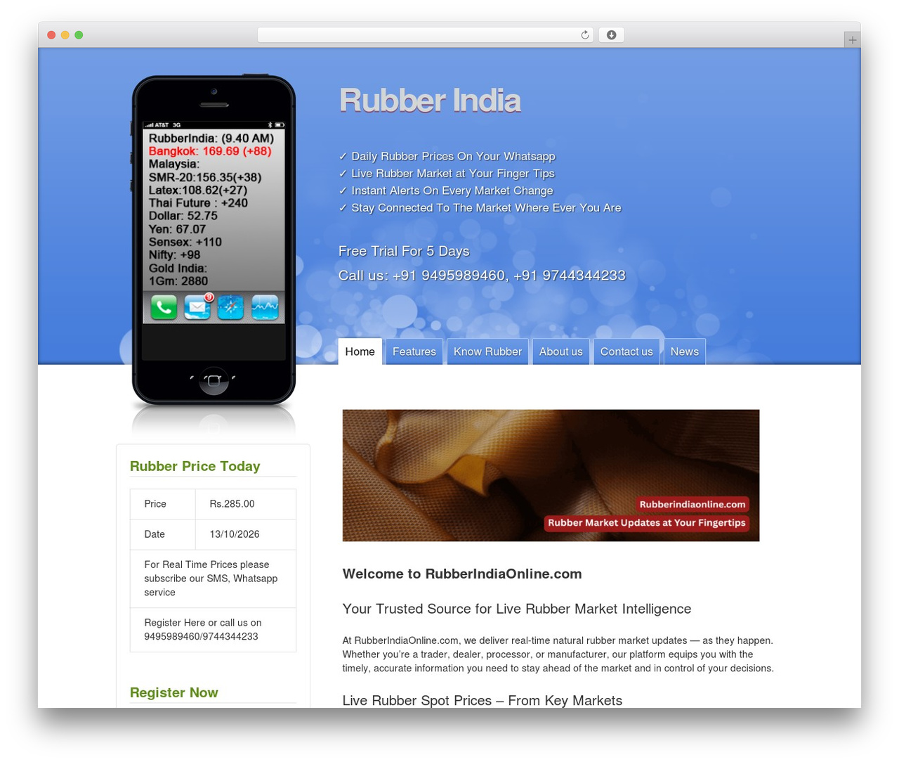 WordPress theme iPhone App - rubberindiaonline.com