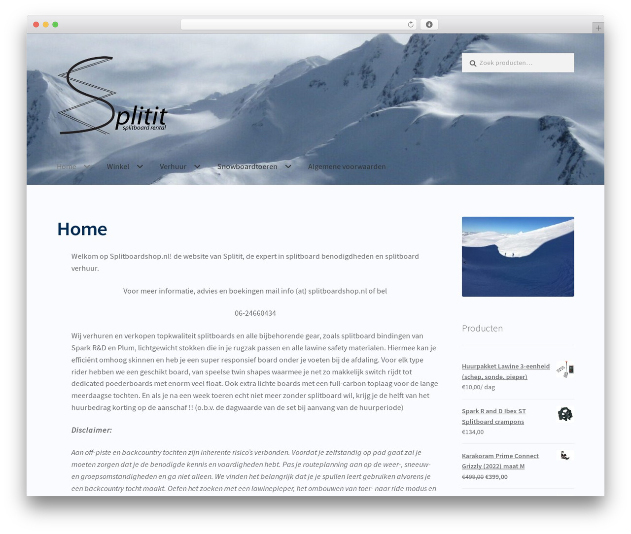 Storefront WordPress ecommerce theme - splitboardshop.nl