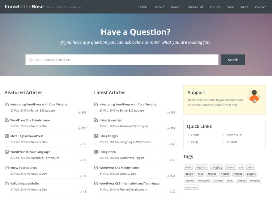 WordPress theme Knowledge Base Theme