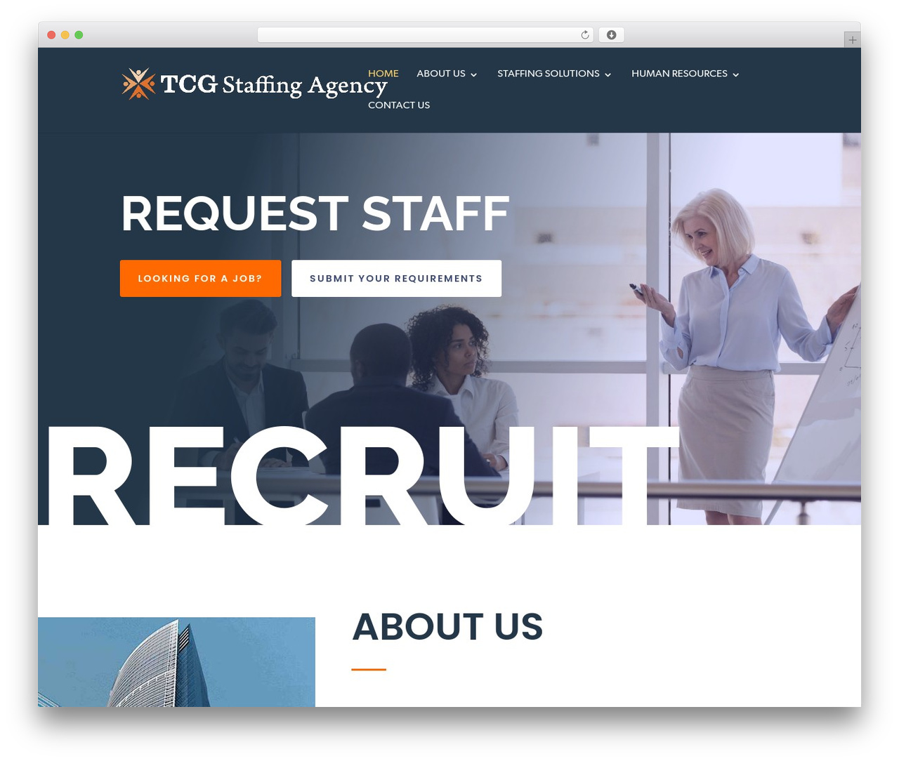 Divi WordPress theme - tcgstaffingagency.com
