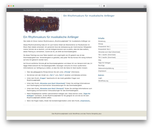 SimplicityBright Plus WordPress theme - rhythmusalphabet.de