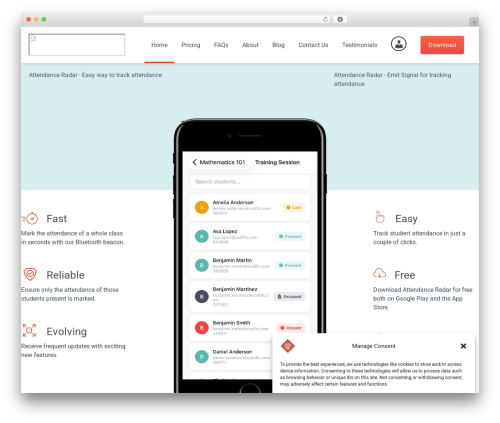 Appdev top WordPress theme - attendanceradar.com
