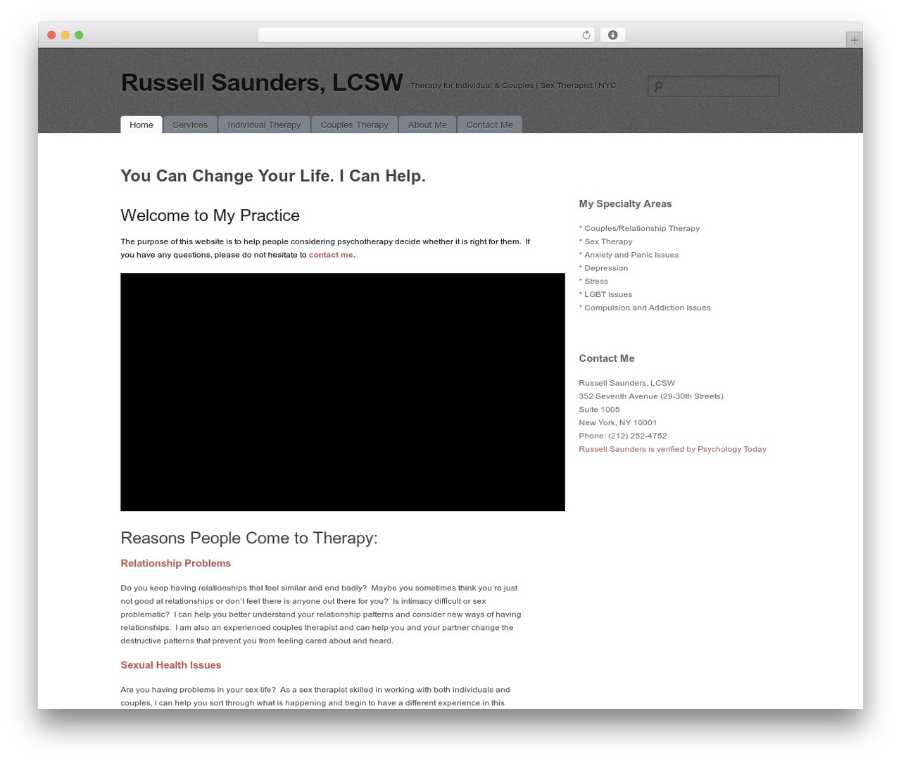 simpleX WordPress theme - russellsaunderstherapy.com