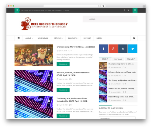 WordPress theme Caps - reelworldtheology.com