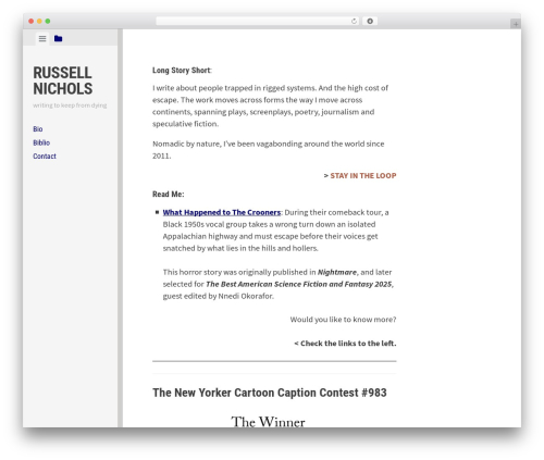 Editor free WordPress theme - russellnichols.com