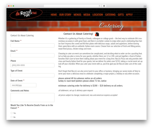 MSH Responsive Theme WordPress pizza theme - roccoswoodfiredpizza.com/catering