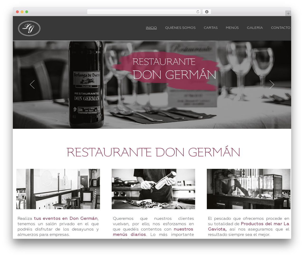 Codeus WordPress restaurant theme - restaurantedongerman.es