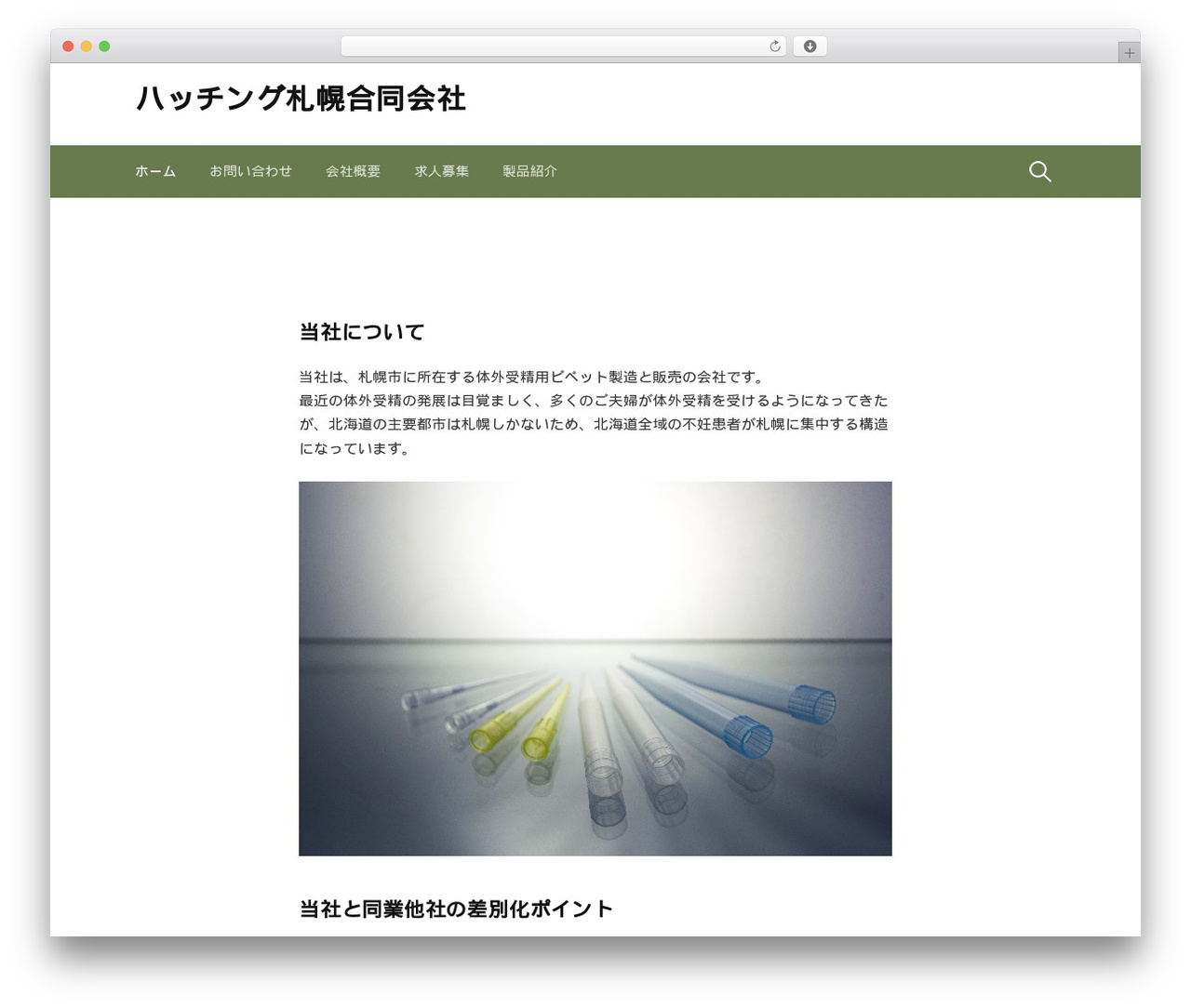 First WordPress theme - hatching-sapporo.com