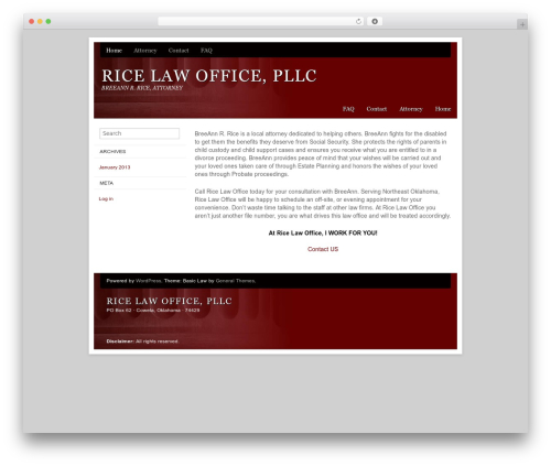WordPress website theme Basic Law - ricelawok.com