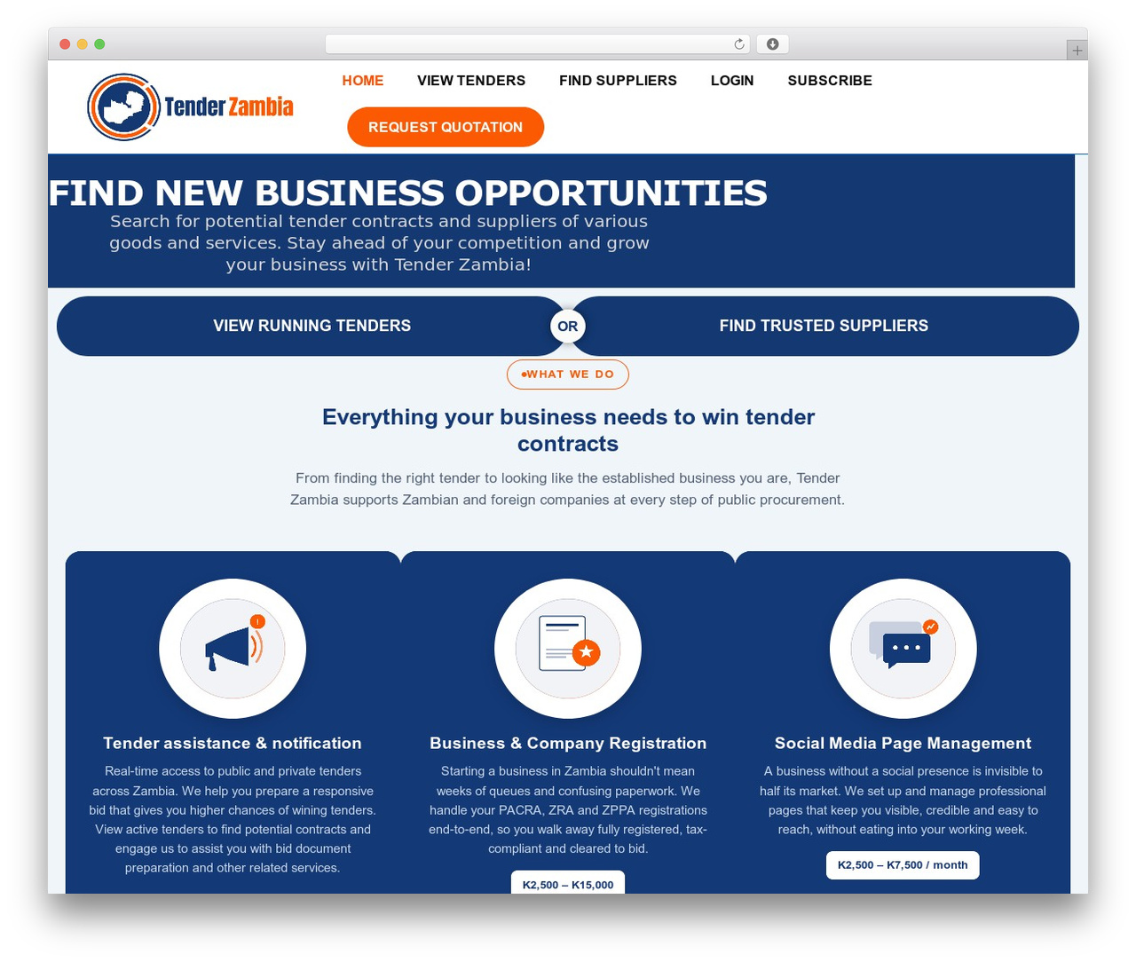 WP theme Responsive - tenderzambia.com