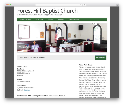 Basic Church theme WordPress - foresthillbaptistva.com
