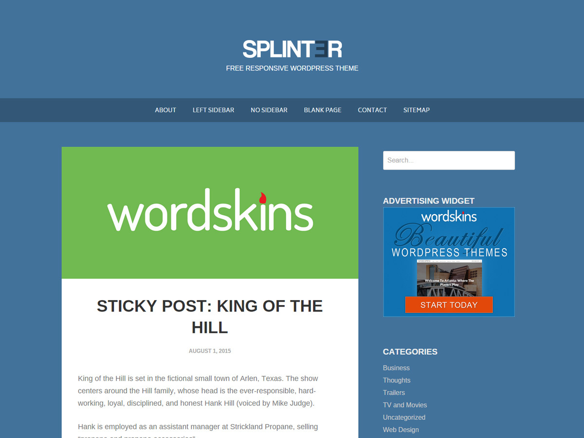 Splinter template WordPress free