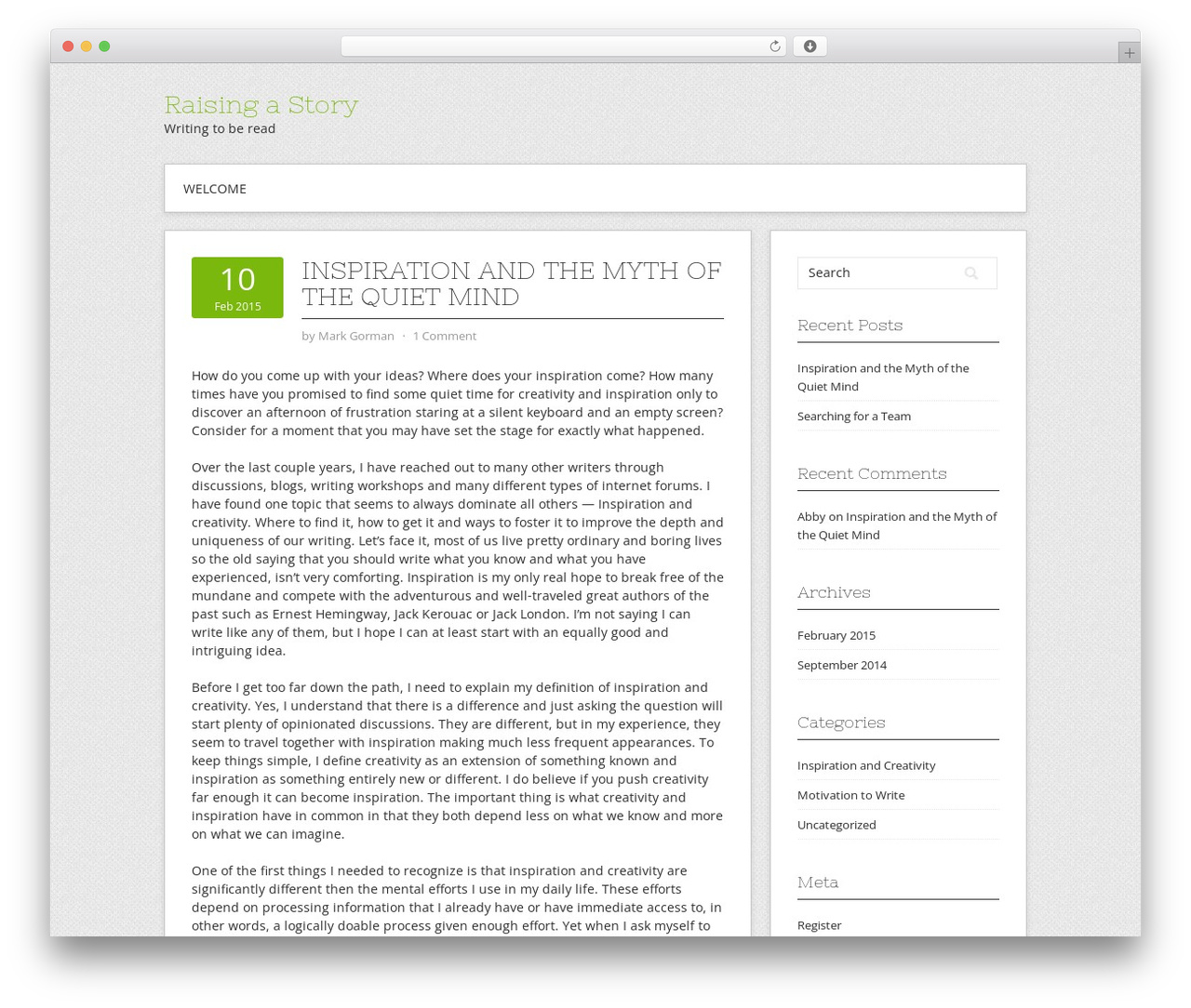 Contango theme WordPress - raisingastory.com