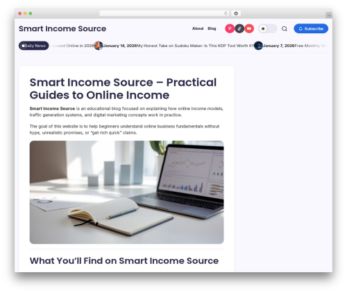 Blogsy top WordPress theme - smartincomesource.com