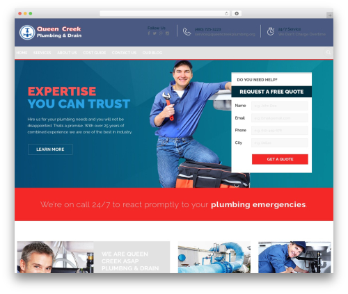 Plumberx WordPress theme - queencreekplumbing.org