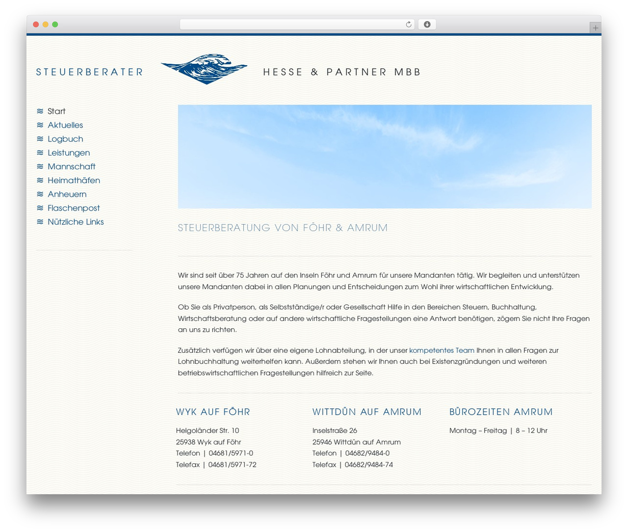 Infinity WordPress website theme - inselsteuerberater.de