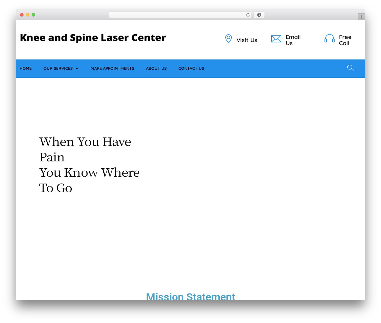 WordPress theme medicate - kneeandspinelasercenter.com