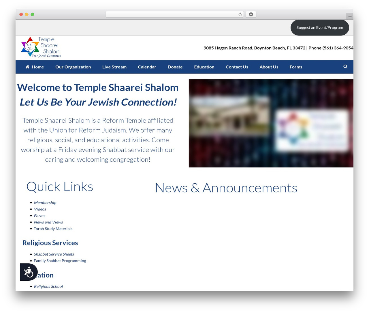 WordPress theme Lambda - templeshaareishalom.com