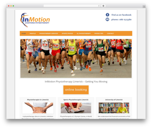InMotion Physio WordPress theme - inmotionphysio.ie