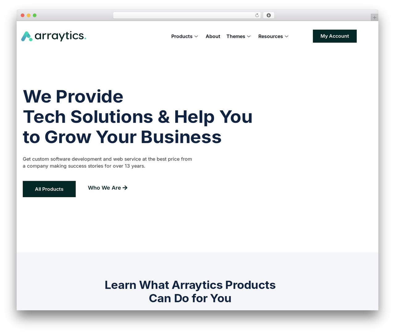 Arraytics business WordPress theme - arraytics.com