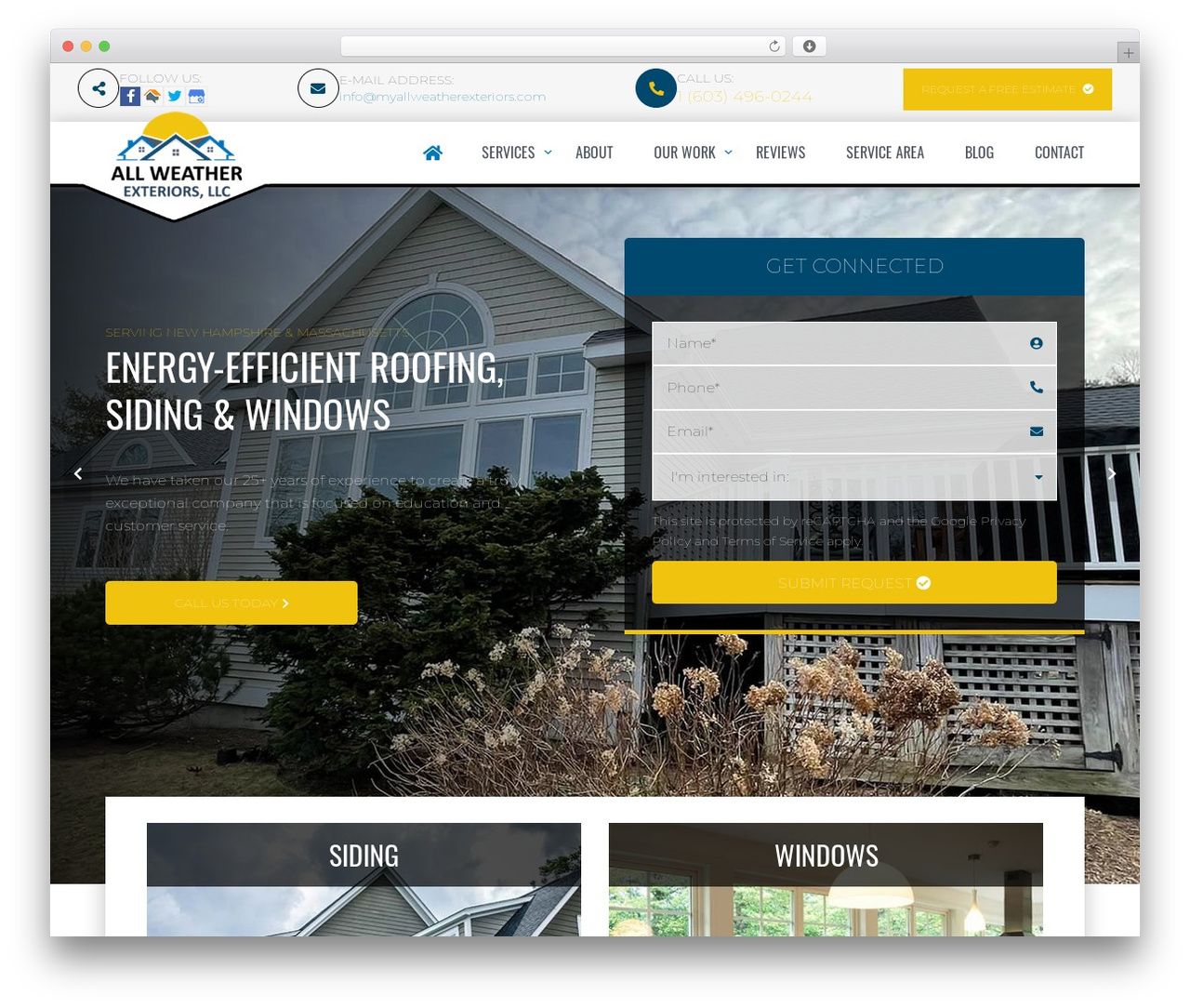 Genesis WordPress theme - myallweatherexteriors.com