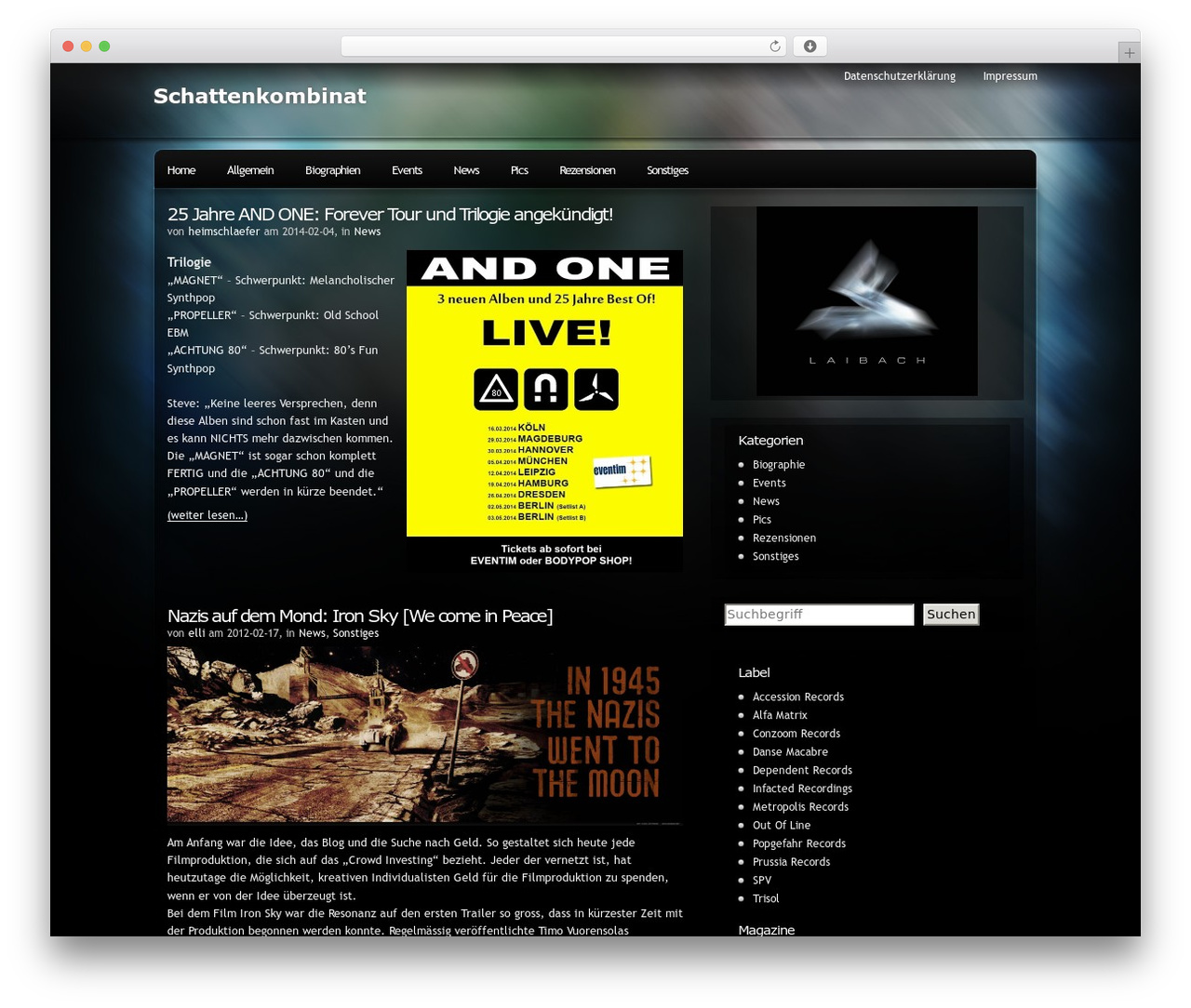 Pixel WordPress theme - schattenkombinat.de