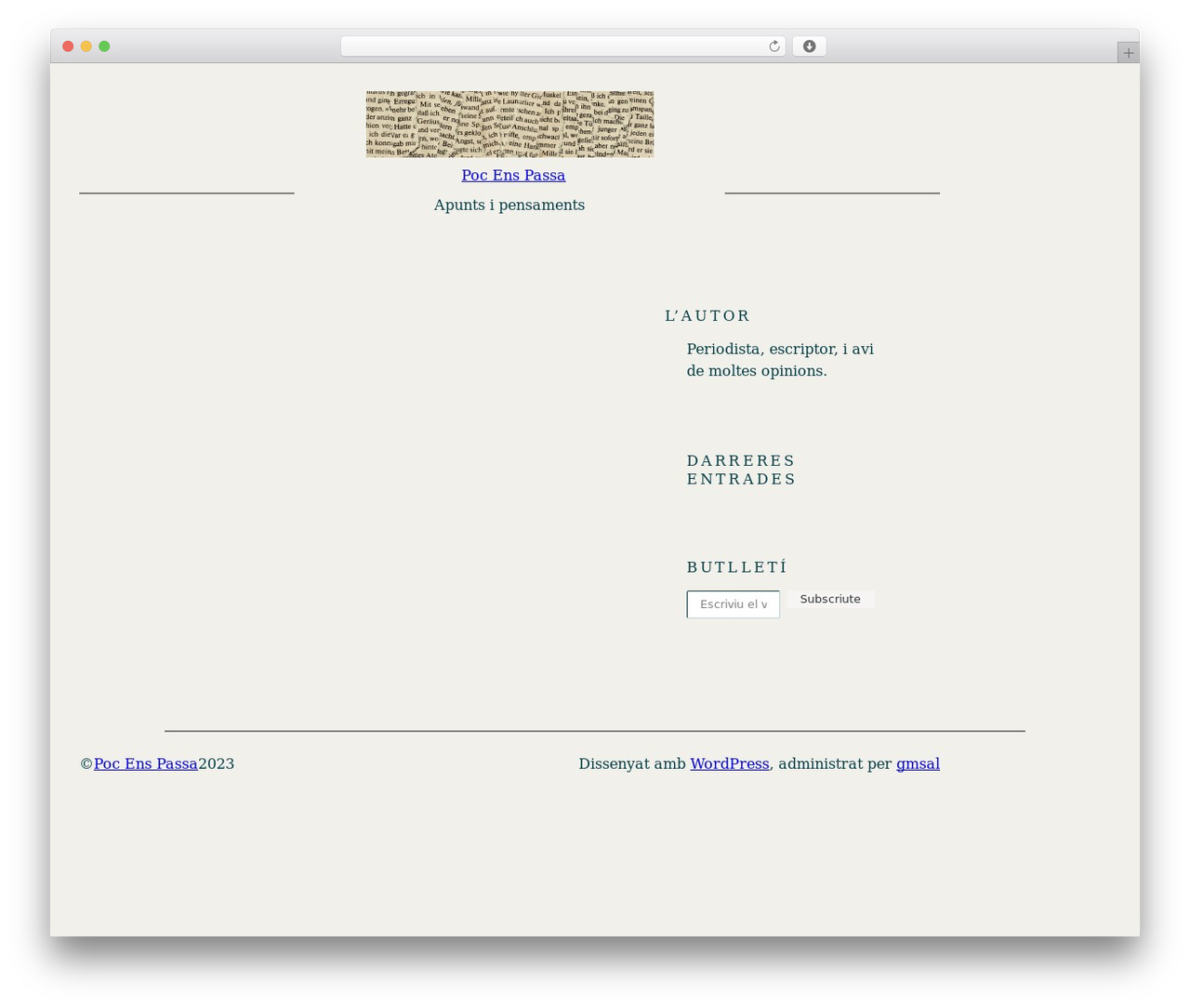 Bitácora WordPress theme - pocenspassa.cat