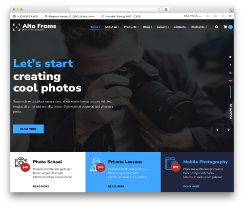 WordPress website theme Altaframe - photovideobg.com