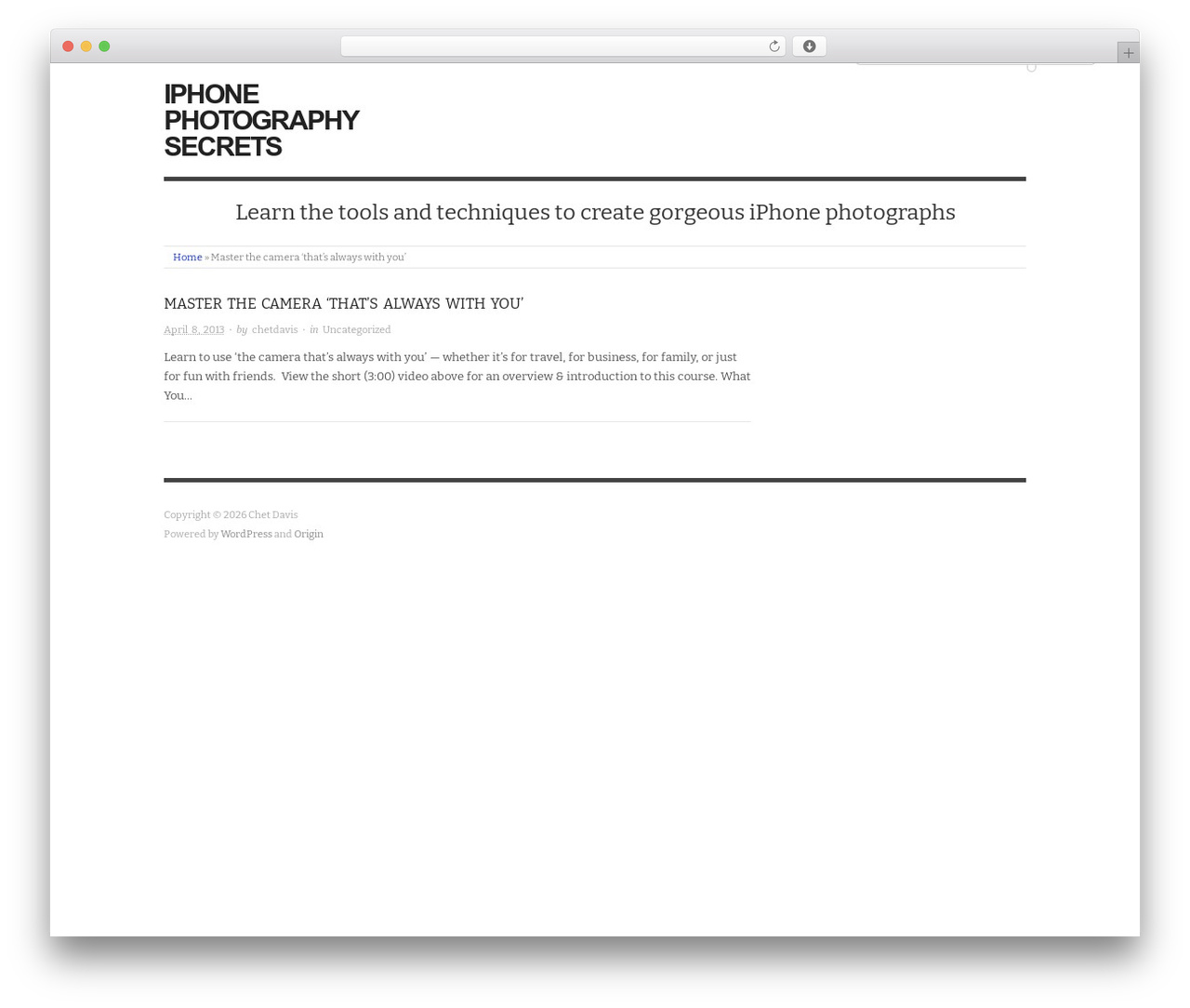 Origin theme WordPress - iphonephotographysecrets.com
