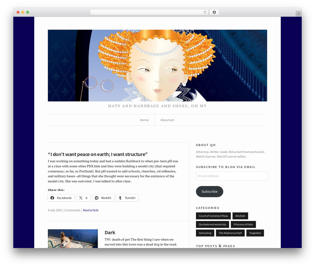 Watson WordPress theme - thequeenofhats.com