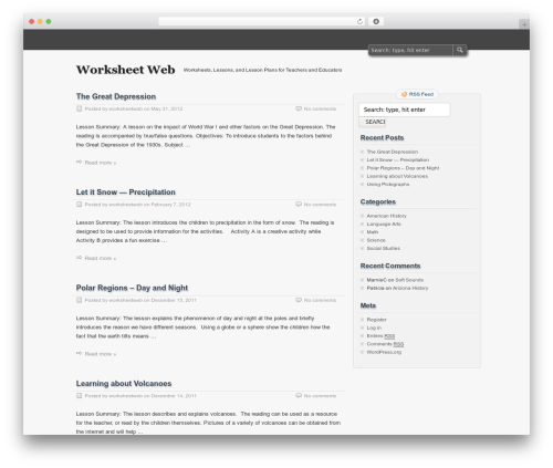 zBench theme WordPress - worksheetweb.com