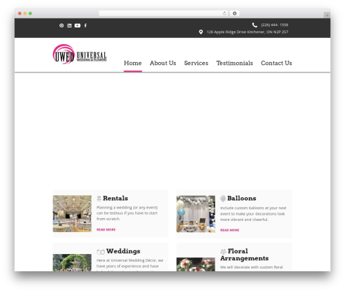 Laurel best wedding WordPress theme - universalweddingdecor.com