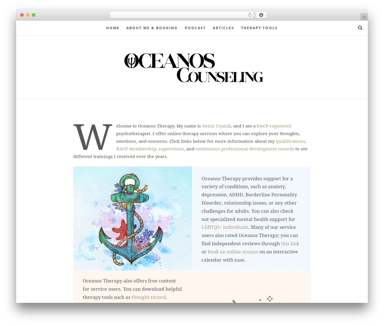 Editor WordPress theme - oceanostherapy.com