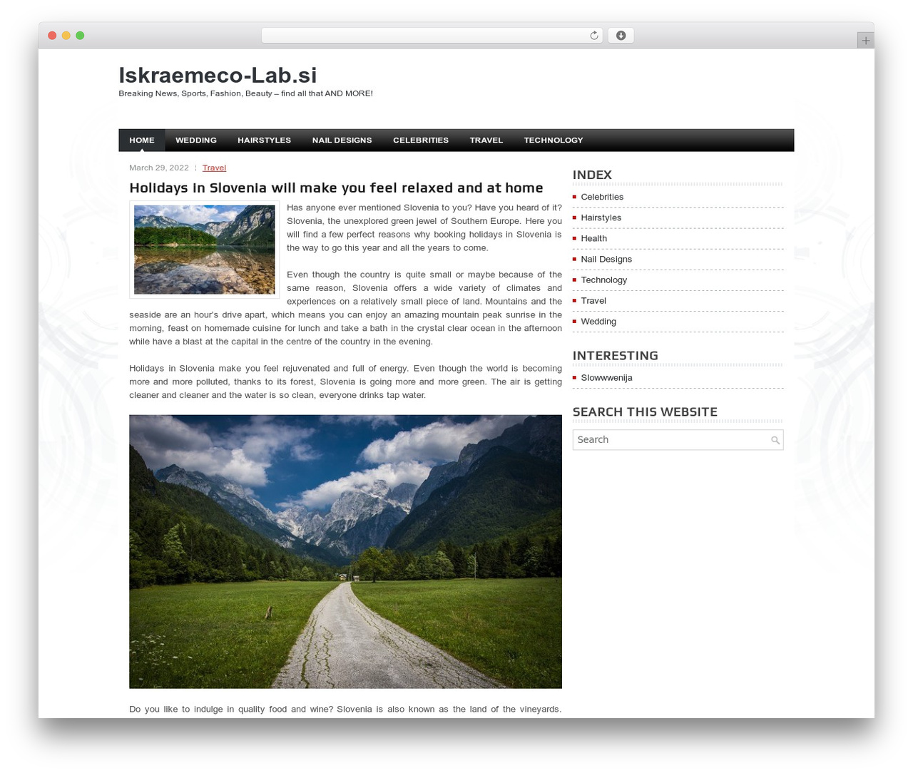 Scientic WordPress theme - iskraemeco-lab.si
