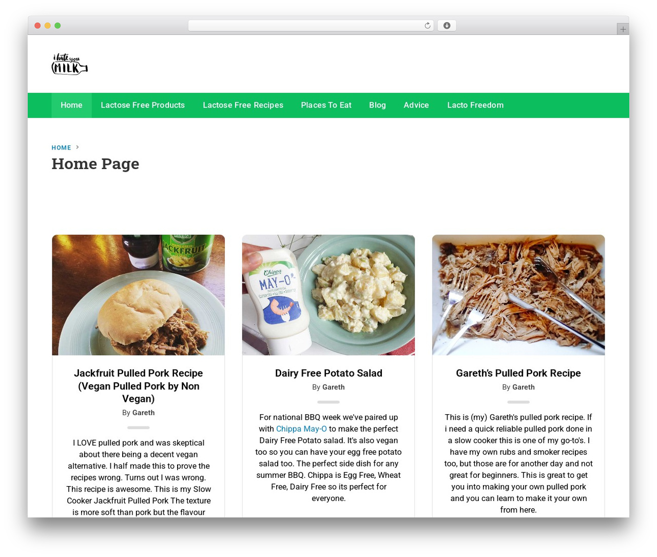 Basil theme WordPress - ihateyoumilk.com