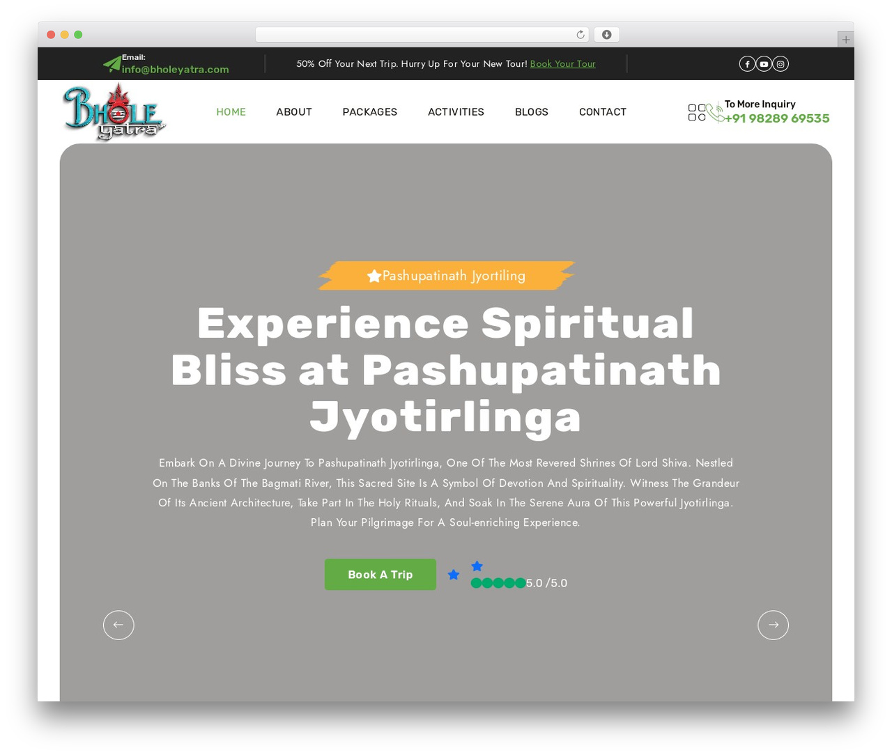 WordPress theme TripRex - bholeyatra.com