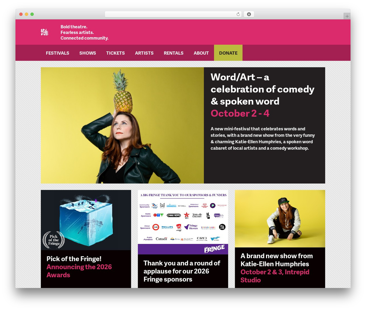 WP theme Intrepid Web - intrepidtheatre.com