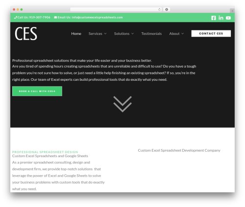 Astra WordPress theme - customexcelspreadsheets.com