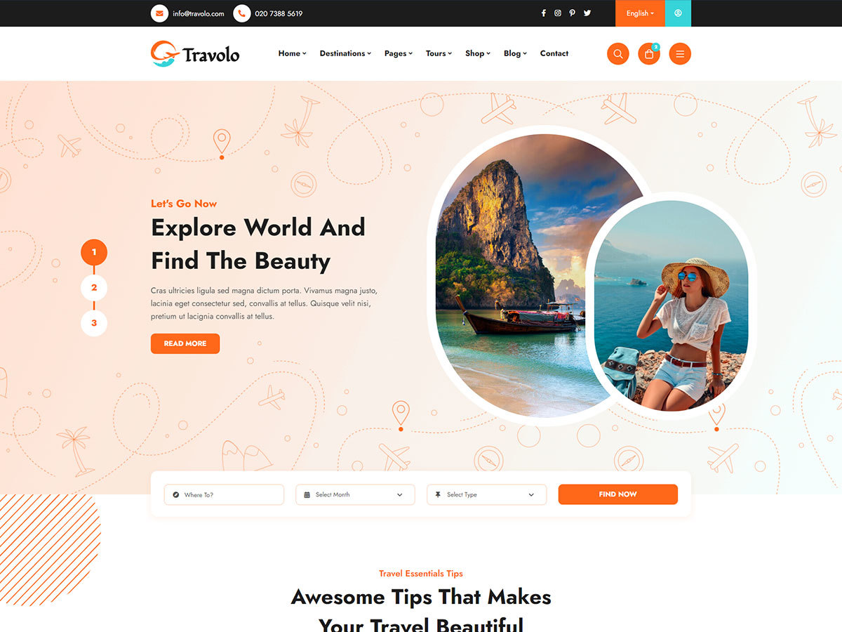 Travolo WordPress travel theme by Vecurosoft