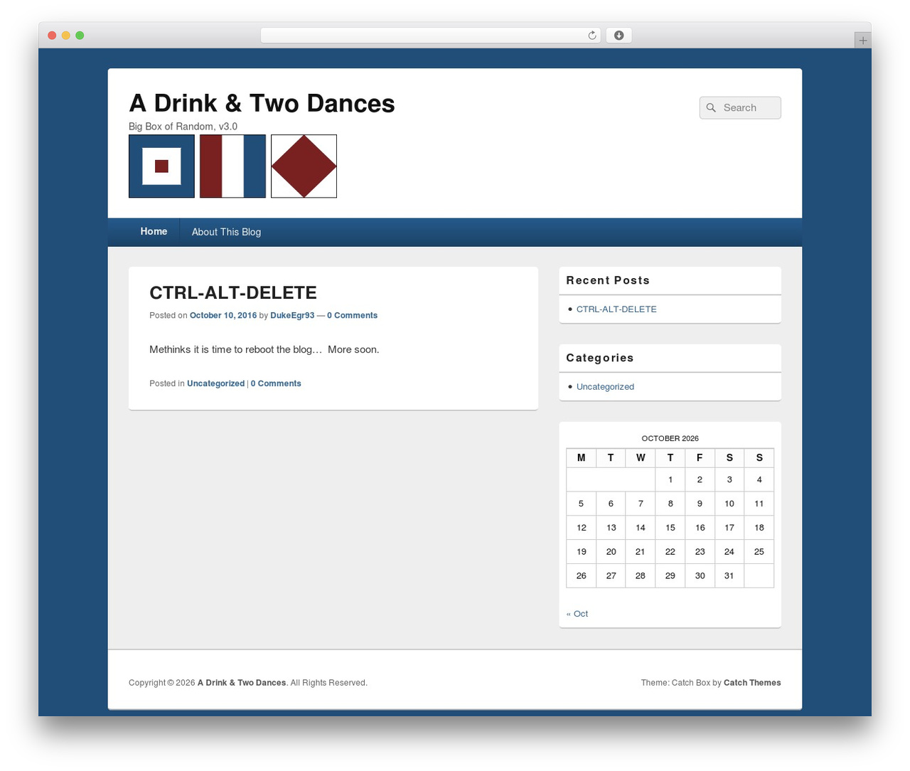 WordPress theme Catch Box - adrinkandtwodances.com