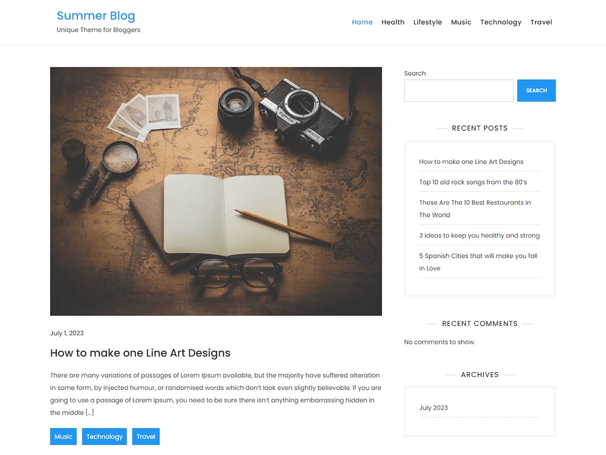 Summer Blog WordPress blog theme