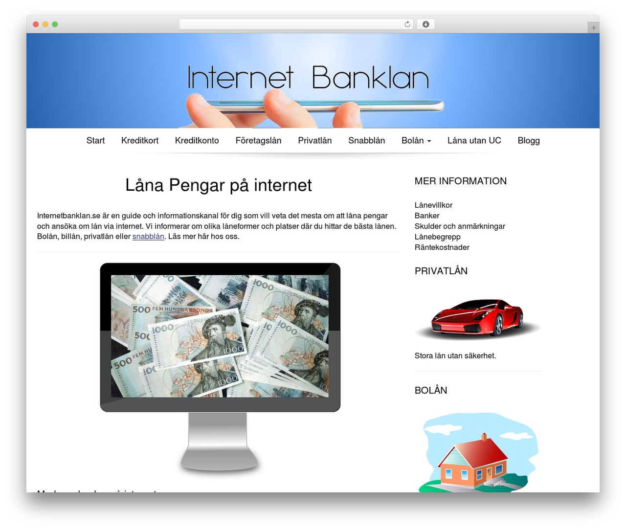 Simple WordPress theme - internetbanklan.se