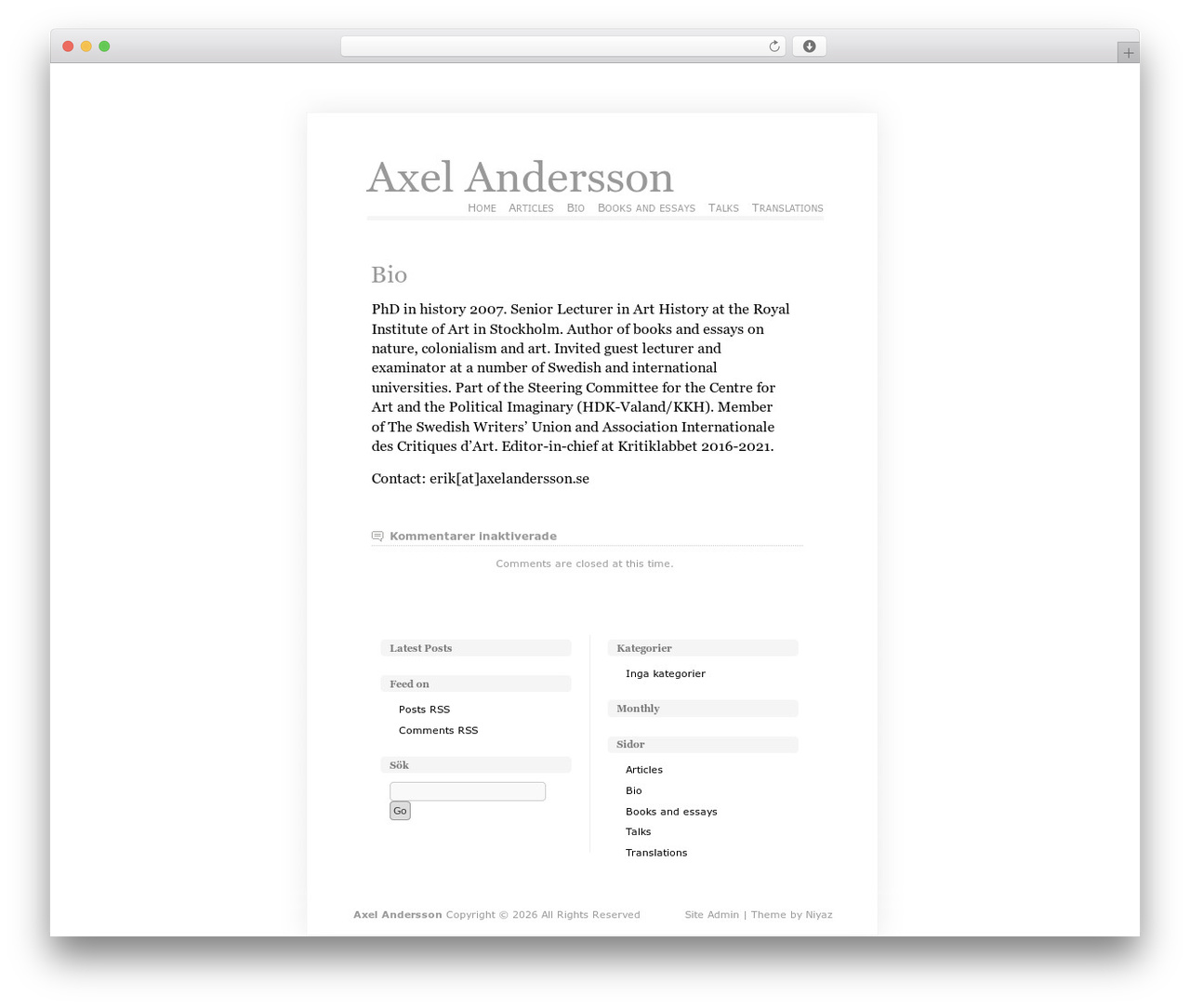 Clear WordPress theme - axelandersson.se