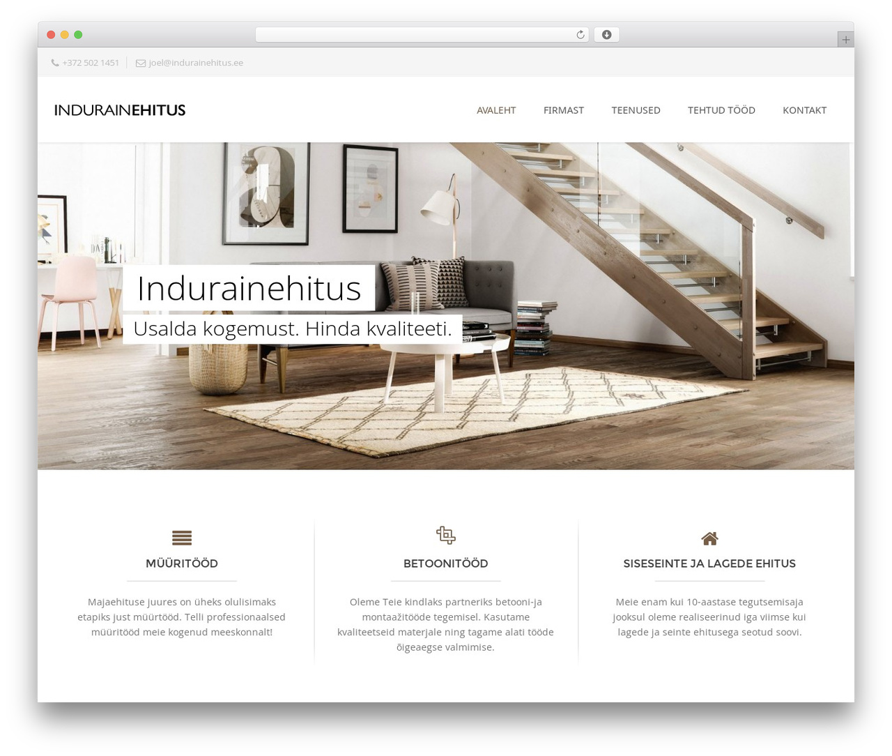 Durus theme WordPress - indurainehitus.ee