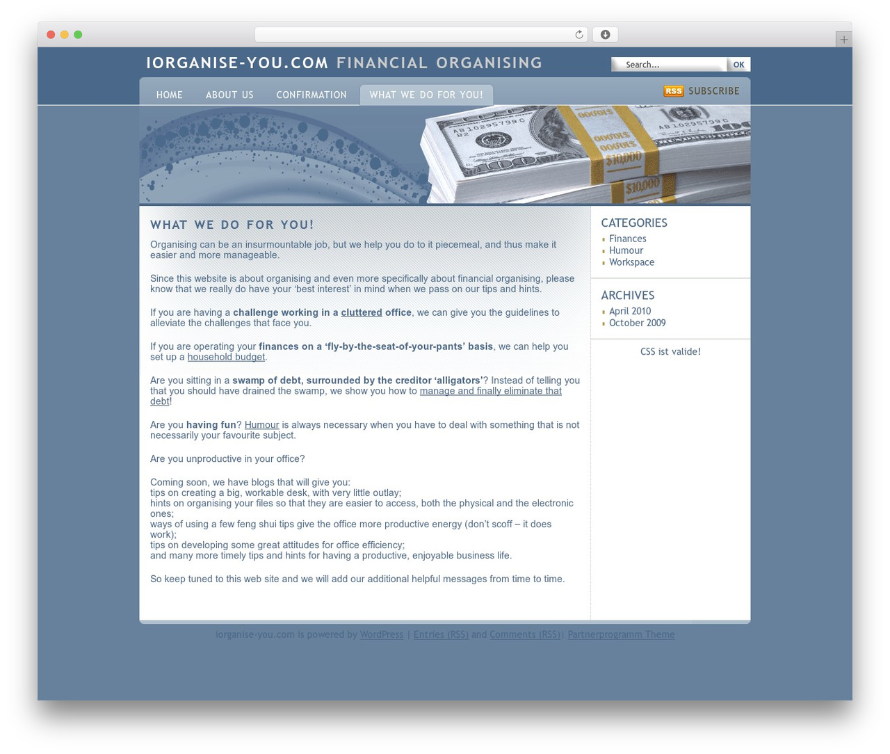 WP theme Partnerprogramm - iorganise-you.com WP theme Partnerprogramm - iorganise-you.com