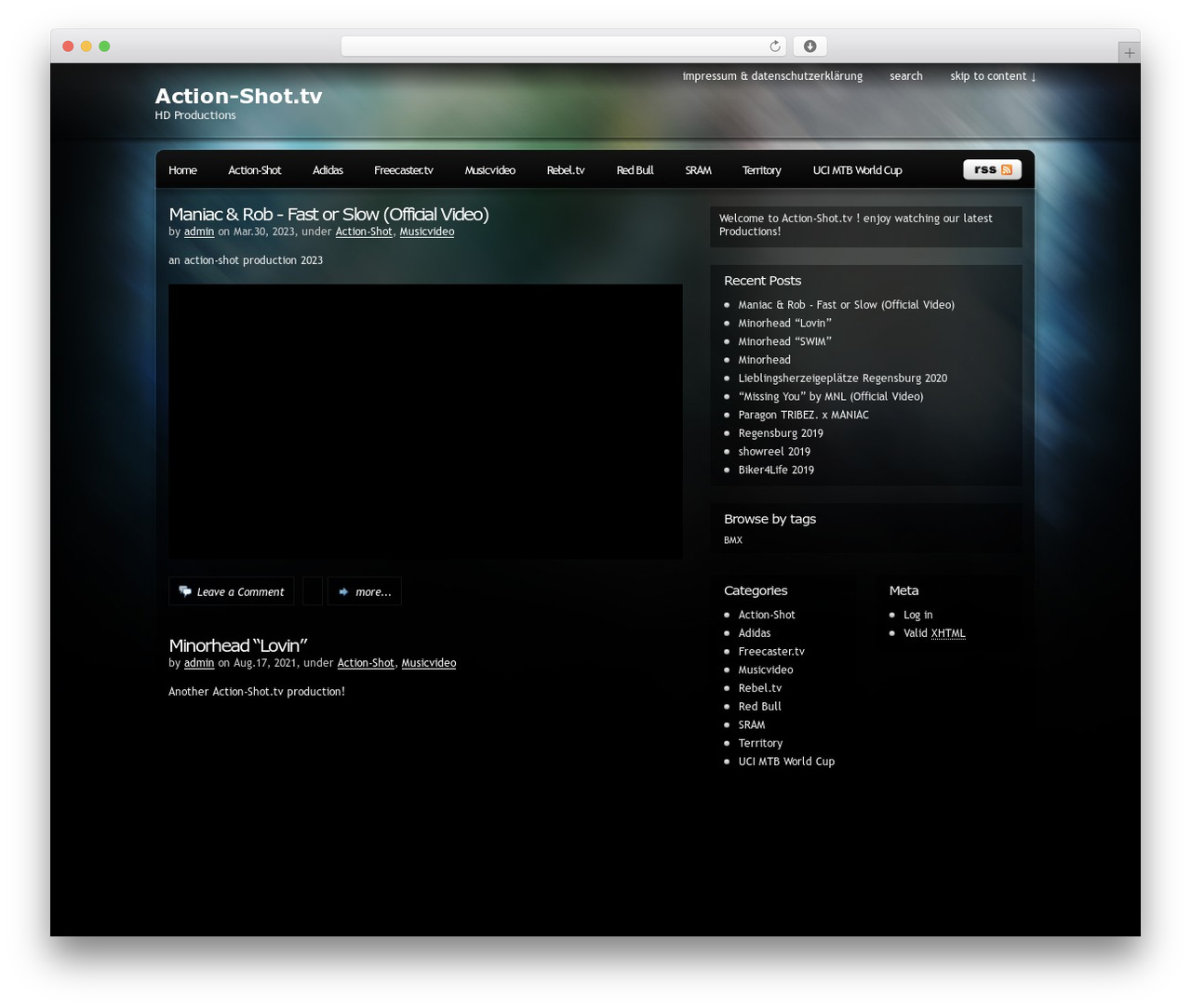 Pixel WordPress theme - action-shot.tv