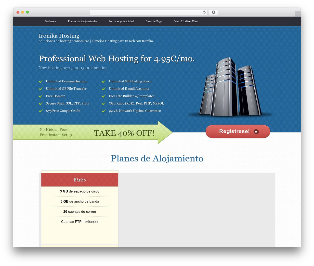 Web Hosting WordPress theme - ironikahosting.com