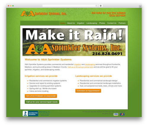 WordPress theme Simple Design Version A - aandasprinklers.com