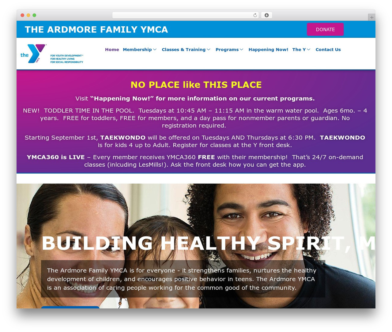 Blo WordPress theme - ardmorefamilyymca.org
