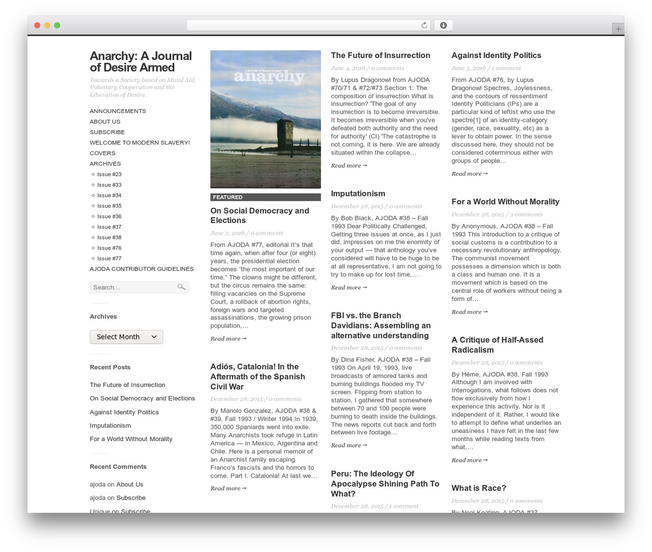 Alpha Trinity WordPress theme - anarchymag.org